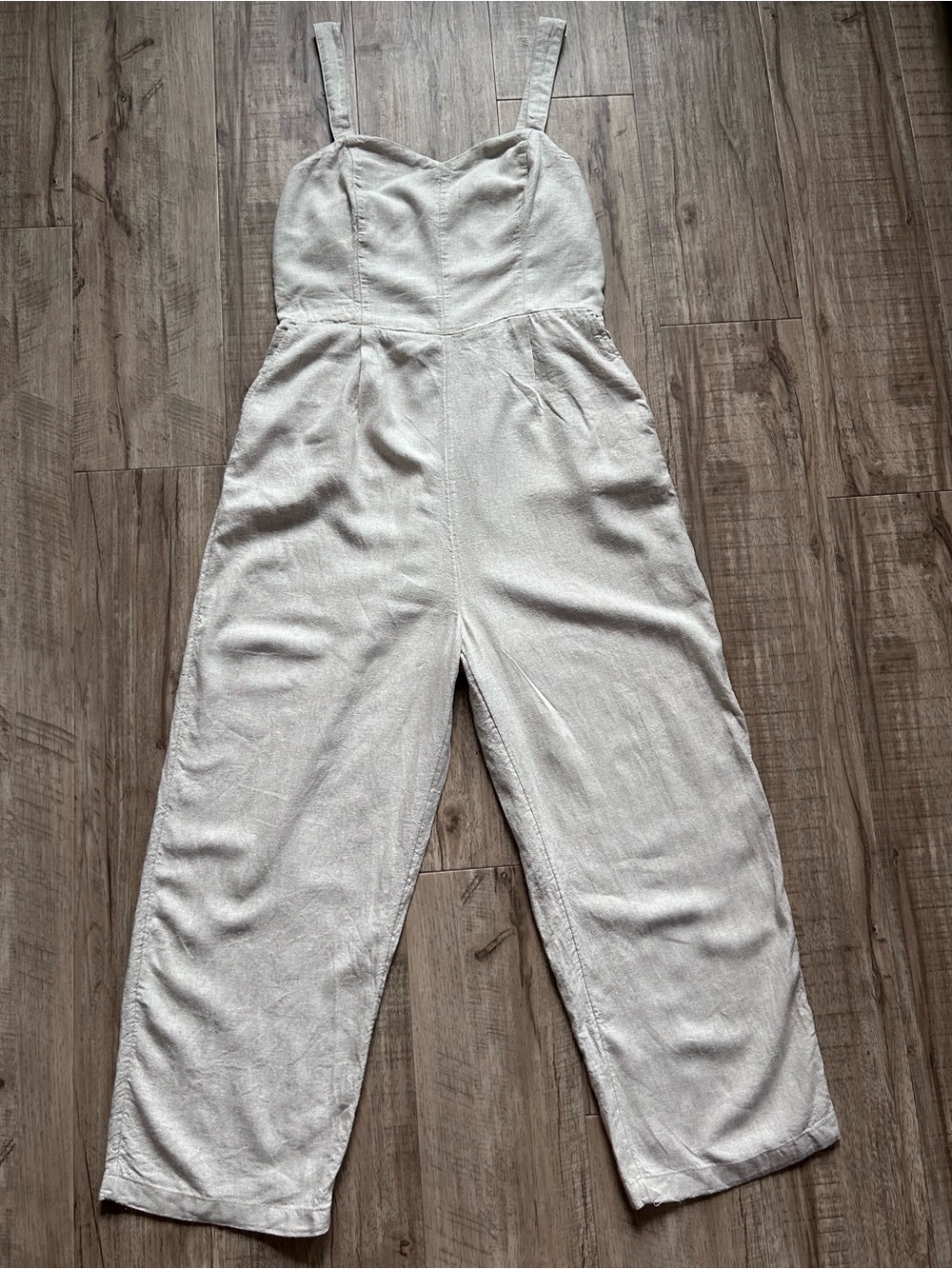 Linen blend Fit & Flare Jumpsuit Sleeveless natural Cream neutral effortless